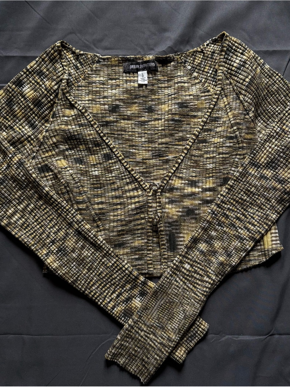 Urban Outfitters Olive Green Ribbed Clasp Detailed Cardigan
